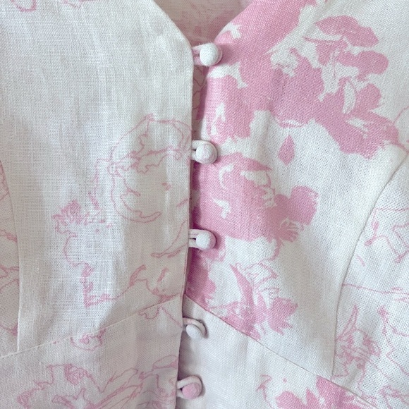 AND White and Pink Ruffled Crop Blouse - Picture 3 of 4